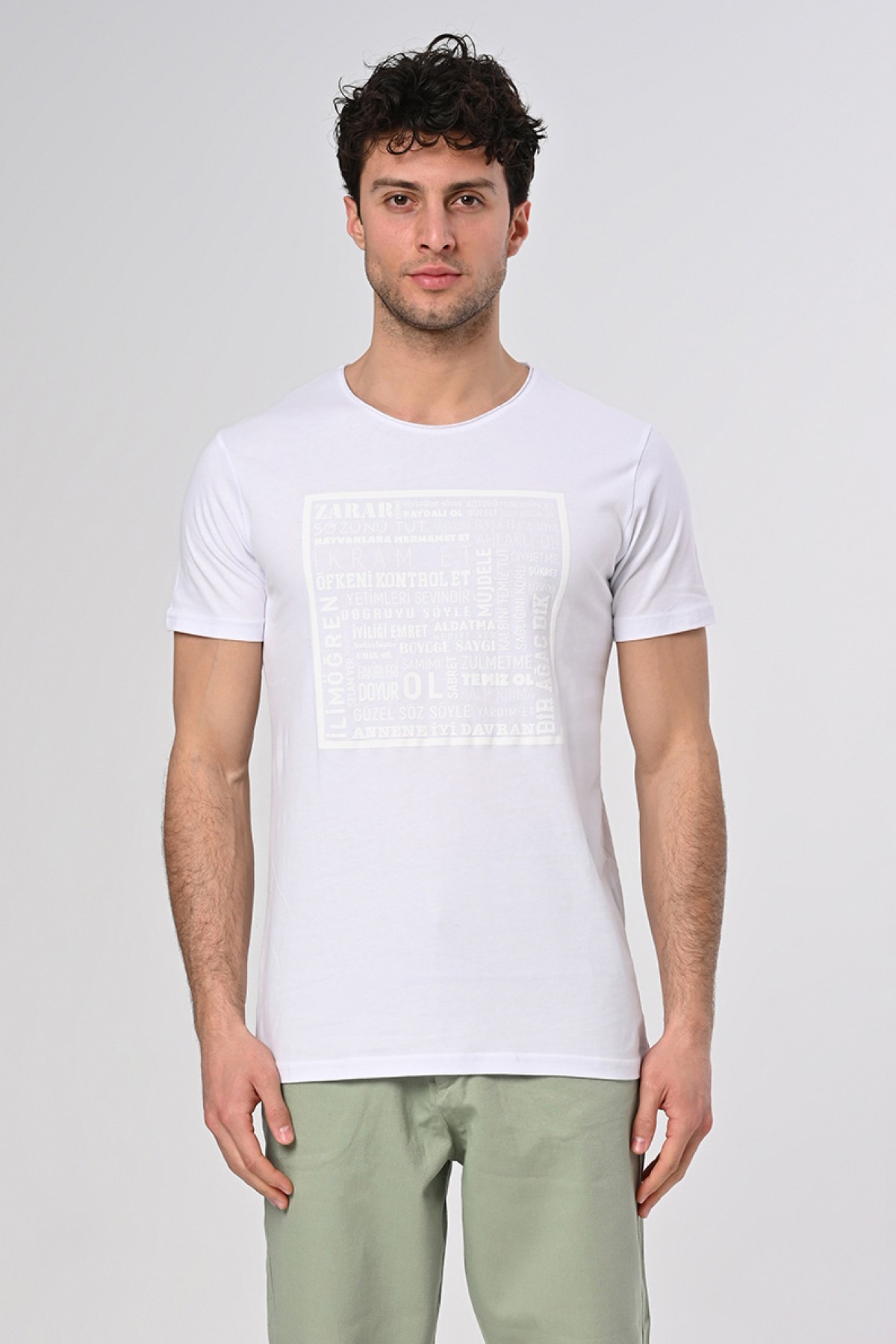 Hadis Tasarım Pamuk Beyaz T-shirt